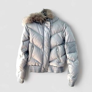 Y2K Womens Rare Michael Kors Goose Down & Real Fur Short Puffer Coat Jacket XS